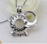 S925 sterling silver elephant European and American style pendant necklace 7-8mm cage without holes pearl pendant empty holder