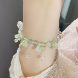 Lily of the Valley Tassel Cloisonné Bracelet,Handmade Women Stretchy Bracelet