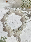 Lily of the Valley Tassel Imitation Cat's Eye Bracelet,Handmade Women Stretchy Bracelet