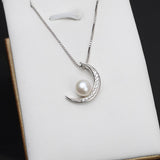 S925 Sterling Silver Moon(Type A) Pendant Accessory Pearl Holder with chain (Doesn't include pearl)