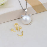 S925 Sterling silver Kitty Pendant Accessory Pearl Holder with chain (Doesn't include pearl)