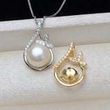 S925 Sterling Silver Waterdrop Pendant Accessory Pearl Holder with chain (Doesn't include pearl)