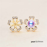 S925 silver needle Blossom Earring studs Pearl Holder (Doesn't include pearl)