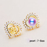 S925 silver needle heart shaped Earring studs Pearl Holder (Doesn't include pearl)