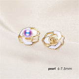 S925 silver needle Flower Earring studs Pearl Holder (Doesn't include pearl)