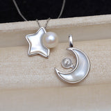 S925 Sterling Silver Moon(Type B) Pendant Accessory Pearl Holder with chain (Doesn't include pearl)