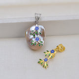 S925 Sterling Silver flower Baroque Pendant Accessory Pearl Holder with chain (Doesn't include pearl)