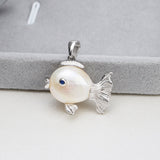 S925 Sterling silver Fish Pendant Accessory Pearl Holder with chain (Doesn't include pearl)