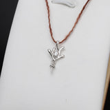 S925 Sterling Silver Antler Pendant Accessory Pearl Holder with chain (Doesn't include pearl)