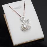 S925 Sterling Silver Swan Pendant Accessory Pearl Holder with chain (Doesn't include pearl)