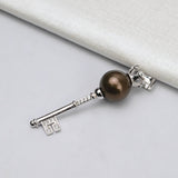 S925 Sterling Silver Key Pendant Accessory Pearl Holder with chain (Doesn't include pearl)