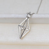 S925 Sterling silver Rhombus baroque Pendant Accessory Pearl Holder with chain (Doesn't include pearl)