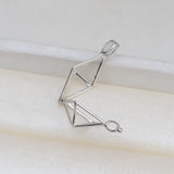 S925 Sterling silver Rhombus baroque Pendant Accessory Pearl Holder with chain (Doesn't include pearl)