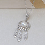 S925 Sterling Silver Dreamcatcher Pendant Accessory Pearl Holder with chain (Doesn't include pearl)