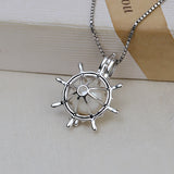 S925 Sterling Silver Rudder Cage Pendant Accessory Pearl Holder with chain (Doesn't include pearl)