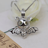 S925 Sterling Silver Bat Cage Pendant Accessory Pearl Holder with chain (Doesn't include pearl)