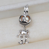 S925 Sterling Silver Little Monster Cage Pendant Accessory Pearl Holder with chain (Doesn't include pearl)