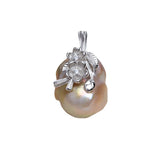 S925 Sterling silver Big Blossom baroque Pendant Accessory Pearl Holder with chain (Doesn't include pearl)