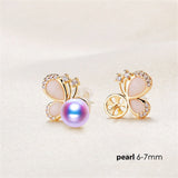 S925 silver needle butterfly Earring studs Pearl Holder (Doesn't include pearl)